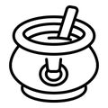 Cauldron with soup icon, outline style