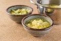 Cauliflower broccoli soup close-up in a bowl on a table Royalty Free Stock Photo