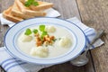 Cauliflower cream soup with croutons