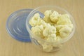 Cauliflower florets in storage container Royalty Free Stock Photo