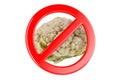 Cauliflower with forbidden sign, 3D rendering Royalty Free Stock Photo