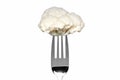 Cauliflower on a fork isolated on white Royalty Free Stock Photo
