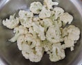 Cauliflower pieces kept in a container.