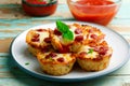 Cauliflower pizza bites. selective focus