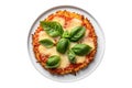 Cauliflower Pizza Crust On White Plate, On White Background