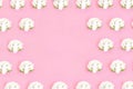 Cauliflower seamless pattern on a pink pastel background. Vegetables abstract background, pop art design.
