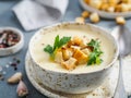 Cauliflower soup puree, copy space Royalty Free Stock Photo