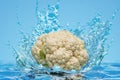 Cauliflower with water splashes, 3D rendering Royalty Free Stock Photo
