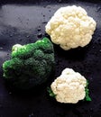 Cauliflowers and broccoli