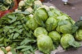 cauliflowers and cabbages being sold in vegetable market of kolkata. popular winter seasonal veggies for bengalis