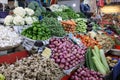 Cauliflowers, Carrots, Peppers, Onions etc at Fruit and Vegetable Market, Municipal Market, Panaji, Goa, India