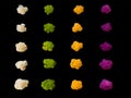 Caulifower of different colours Royalty Free Stock Photo