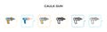 Caulk gun vector icon in 6 different modern styles. Black, two colored caulk gun icons designed in filled, outline, line and Royalty Free Stock Photo