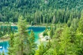 Caumasee in Switzerland lake with turquoise water Royalty Free Stock Photo