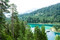 Caumasee in Switzerland lake with turquoise water Royalty Free Stock Photo