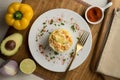 Causa Lima is a traditional starter of Peruvian cuisine made with potato, avocado, chicken or tuna.