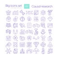 Causal research linear icons set