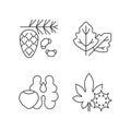 Cause of allergic reaction linear icons set