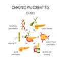 Causes of chronic pancreatitis concept. Vector illustration