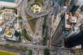 Top down view Hong Kong city traffic Royalty Free Stock Photo