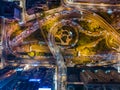 Top down view of Hong Kong city traffic at night Royalty Free Stock Photo