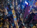 Causeway Bay,  Top view of Hong Kong busy city street at night Royalty Free Stock Photo