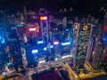 Top view of Hong Kong city at night Royalty Free Stock Photo