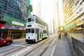 Causeway Bay, Hong Kong - 23 November 2018: Double-decker tram Trams are also a major tourist attraction and one of the best eco-