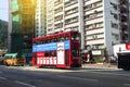 Causeway Bay, Hong Kong - 23 November 2018: Double-decker tram Trams are also a major tourist attraction and one of the best eco-