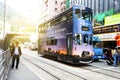 Causeway Bay, Hong Kong - 23 November 2018: Double-decker tram Trams are also a major tourist attraction and one of the best eco-