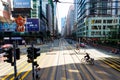 Causeway Bay, Hong Kong - 23 November 2018: Land traffic On the street in Hong Kong there are comfortable. People walking across Royalty Free Stock Photo