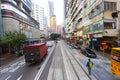 Causeway Bay, Hong Kong - 23 November 2018: Land traffic On the street in Hong Kong there are comfortable. People walking across Royalty Free Stock Photo