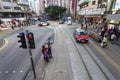 Causeway Bay, Hong Kong - 23 November 2018: Land traffic On the street in Hong Kong there are comfortable. People walking across Royalty Free Stock Photo