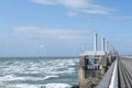 Causeway of the Oosterschelde barrier. Kamperland in the province of Zeeland in the Netherlands Royalty Free Stock Photo