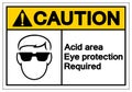 Caution Acid Area Eye Protection Required Symbol Sign, Vector Illustration, Isolate On White Background Label. EPS10 Royalty Free Stock Photo