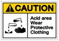 Caution Acid Area Wear Protective Clothing Symbol Sign, Vector Illustration, Isolate On White Background Label .EPS10 Royalty Free Stock Photo