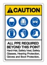 Caution All PPE Required Beyond This Point Symbol Sign, Vector Illustration, Isolate On White Background Label. EPS10 Royalty Free Stock Photo