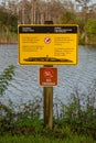 Caution: alligators no swimming sign Royalty Free Stock Photo