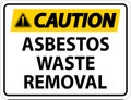 Caution Asbestos Waste Removal Sign On White Background