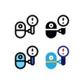 Caution and Attention Warning mini Robot Finder and Search Icon, Logo, and illustration