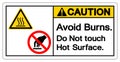 Caution Avoid Burns Do Not touch Hot Surface Symbol Sign, Vector Illustration, Isolate On White Background Label .EPS10 Royalty Free Stock Photo