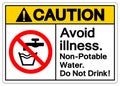 Caution Avoid illness Non Potable Water Do Not Drink Symbol Sign, Vector Illustration, Isolate On White Background Label .EPS10
