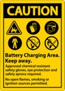 Caution Battery Charging Area Keep Away Sign On White Background
