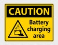 symbol Caution battery charging area Sign on transparent background