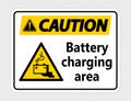 symbol Caution battery charging area Sign on transparent background