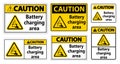 Caution Battery charging area Sign on white background