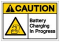 Caution Battery Charging In Progress Symbol Sign, Vector Illustration, Isolate On White Background Label. EPS10