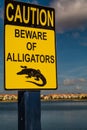 Caution, beware of Alligators - sign Royalty Free Stock Photo