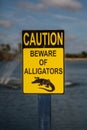 Caution, beware of Alligators - sign Royalty Free Stock Photo