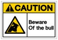 Caution Beware Of Bull Symbol Sign, Vector Illustration, Isolate On White Background Label. EPS10 Royalty Free Stock Photo